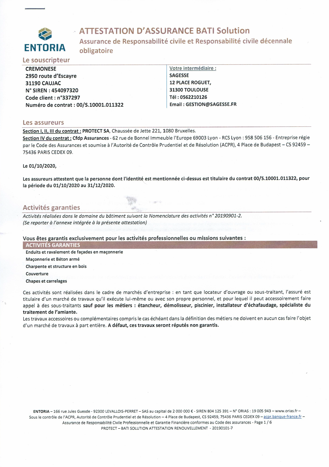 Decennale maconnerie auterive caujac